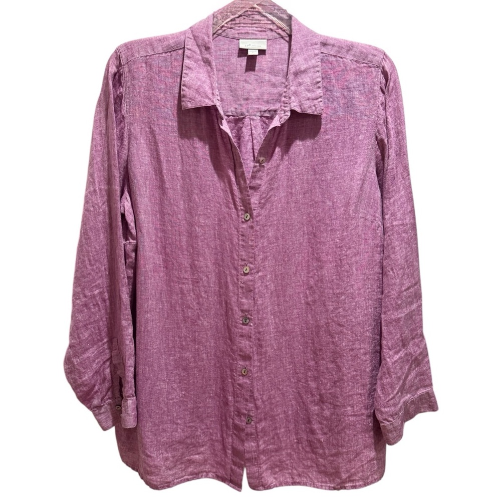 J. Jill Women's Pink Linen Button-Up Top